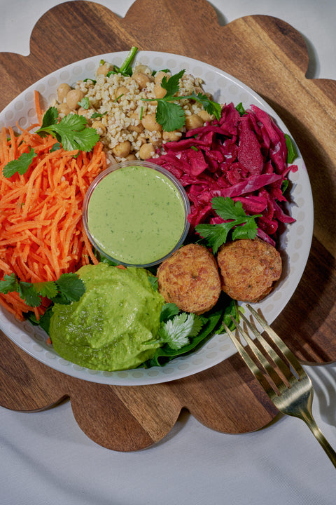 Houmous falafel bowl (salade green falafel)