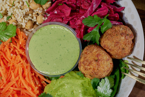 Houmous falafel bowl (salade green falafel)