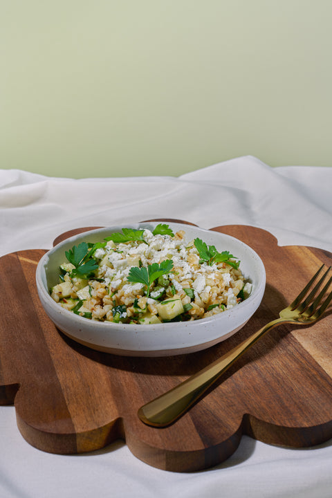 Salade de blé courgette feta estragon