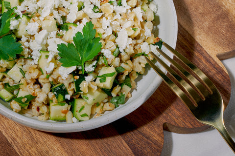 Salade de blé courgette feta estragon
